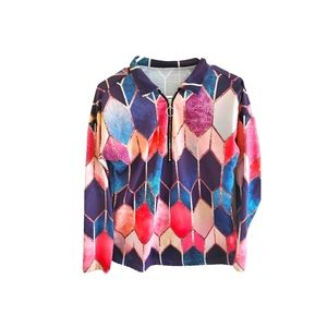 Long Sleeve zippered abstract pullover